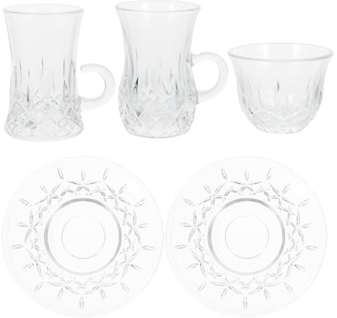 Warmhm 1 Ensemble Tasses à Café Turques Verre Européen Élégant Set de Tasses à Thé Compactes pour Boissons Chaudes pour Bureau Moments de Détente