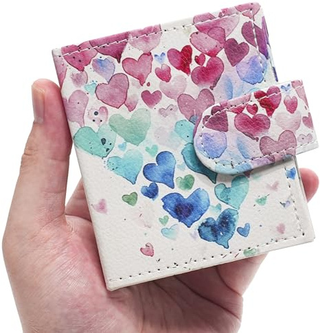 Vienrose Mini Photo Album for 2x3 Inch Films, 52 Pockets Small Album Book for Fujifilm Instax Mini & Polaroid Instant Photos, Faux Leather Pocket Size Album, Watercolor Heart Pattern