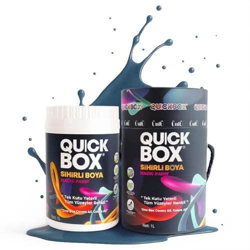 QUICKBOX® All-in-One Cabinet & Furniture Paint – Built-In Primer & Top Coat, No Sanding or Stripping, Water-Based Low VOC, Multi-Surface Refinishing Paint, 33.8 Fl Oz (1 Liter) (Deep Sea Blue)