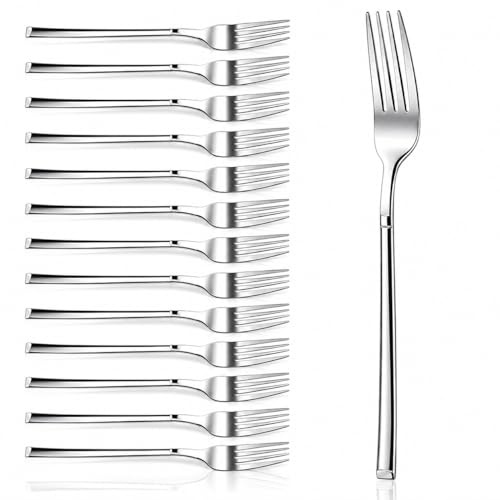 14PCS Stainless Steel Dinner Forks Set, 21cm Table Forks Heavy Duty Design for Everyday Dining and Family Table Setting, Standard Long Fork Length Suitable for Main Meals Home Kitchens Dishwasher Safe