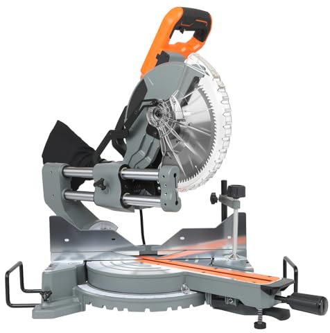 10-Inch Sliding Compound Miter Saw, Corded 15 Amp Miter Saw, Double Bevel with 100-Tooth Carbide Blade, LED Light, Angle Adjustable for Precision Cuts on Wood, Decking, Laminates
