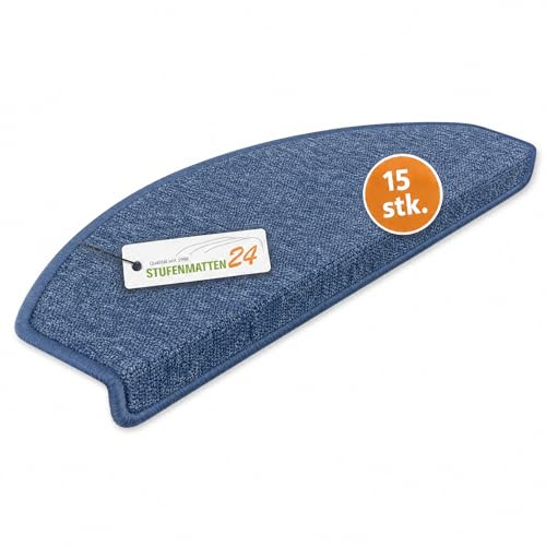 Kettelservice-Metzker Stufenmatten Treppen-Teppich Rambo 15er SparSet 17 Farben (-Blau-)