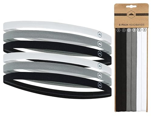 Tough Headwear Thin Elastic Headbands for Women & Men - Running Sport Head Bands - Football Sports Hairband Male Headband - Gym Workout Mens Hair Band Hairbands for Long Workouts