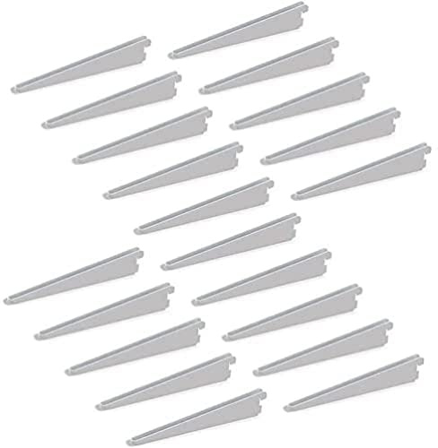 Emuca - Regalwinkel für Leistenprofil, doppelte Bohrung, Durchlass 32 mm 220mm, Set aus 20 Stück, Weiß, 170 mm