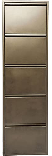 Kare Design Schuhschrank Caruso, Bronze, 5 Klappen, Stahl, 170 cm hoch | bis 15 kg belastbar, für 10 Paar Schuhe, Wandmontage, Schuhkipper, Schuhregal, Schuhkommode, flach, platzsparend, Stahl, Flur