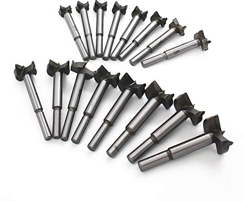 Meichoon Forstner Punte da trapano 15 – 35 mm, 16 pezzi con lamelle piatte ad aletta per foratura, set di trapani in carburo cementato DC01