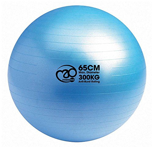 Fitness Mad Anti Burst Swiss Ball, 300 kg Load Tested Yoga Ball, 55 cm / 65 cm / 75 cm, Exercise Ball for Fitness, Pilates, Pregnancy & Core Workouts