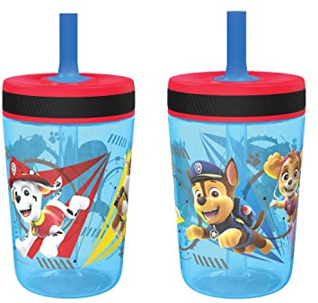 Zak Designs Kelso Tumbler 15 oz Set (Paw Patrol - Chase & Marshall 2pc Set) Toddlers Cups Leak-Proof Screw-On Lid with Straw Made of Durable Plastic and Silicone, Perfect Cup for Kids | BPA Free, Plastic, Sippy Cups, Cup Holder Friendly, Dishwasher Safe, Easy to Clean, For Preschool, Home, Daycare or Travel
