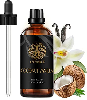 Aromatherapie Kokosnuss Vanille ätherisches Öl für Kerzenherstellung, 3,3oz 100% reines Kokosnuss Vanille ätherisches Öl für Diffusor, 100ml Aromatherapie ätherisches Öl Kokosnuss Vanille für Massage