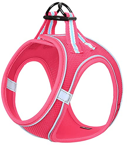 HEELE Geschirr Hund Klein Weich Hunde Geschirr Air Mesh Verstellbar Sicher Kontrolle Welpengeschirr Weste Hunde Brustgeschirr für Gehen, Laufen, Training, Reflektierend, Rosenrot, XS | Step-in Weiches Mesh, Einfach anzulegen, Schnell An Und Aus, Atmungsaktiv, Reflektierend, Passform für Kleine Hunde
