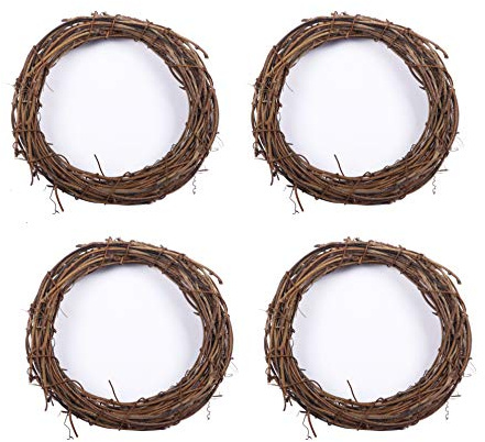 YYCRAFT 4 Pcs Wooden Grapevine Wreath, 8 Inch