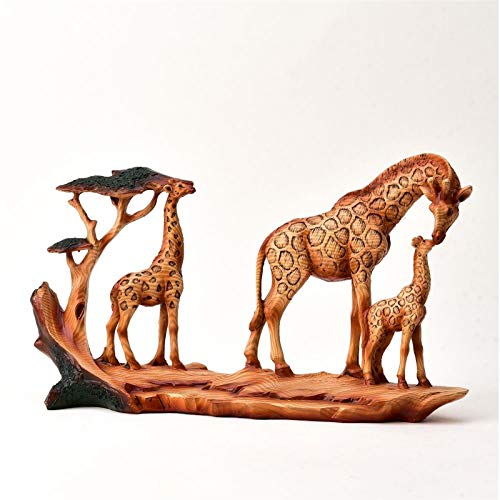 Naturecraft Figurine décorative en forme de famille de girafes marchantes effet bois