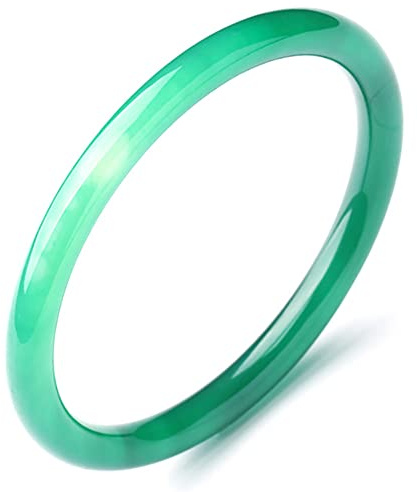 YANSQH Natürlicher Grüner Jade-Armreif, Echt, Handgemacht, Chinesische Art, Runden Armreif, 58-60mm