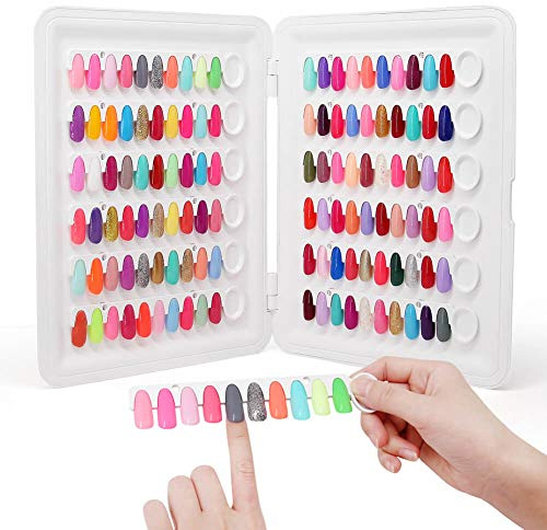 Nagel Farben Display Buch, 120 Nailart Presentations Display Nagelständer, Nagel Farbkarte mit Transparenten Nagelspitzen für Nagellack UV-Gel (C8)