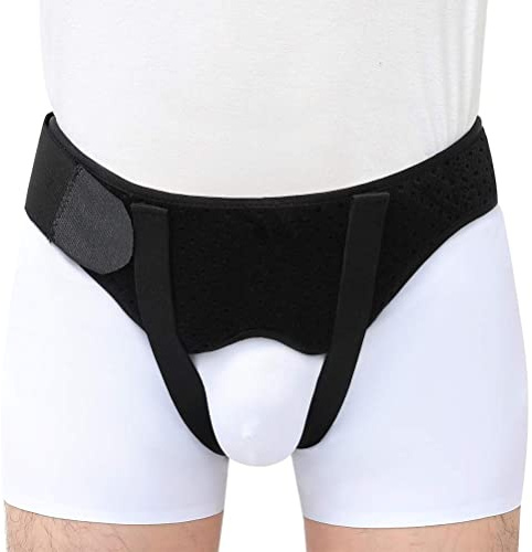 spier Stützgürtel für Leistenbrüche, Leistenbruchgürtel Für Männer Und Frauen, Weiches, elastisches Leistenbruchband, Leistenbruch Stütz mit 2 abnehmbaren Kompressionspolster, Schwarz