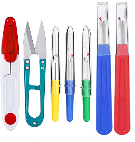 Seam Ripper Kit,Taglia Cuciture,Taglia-asole per Cucito,Taglia Asole per Cucito,Taglia Filo Seam Ripper,Set di forbici da cucito per lavori di cucito e strumenti di rimozione(7 pezzi)