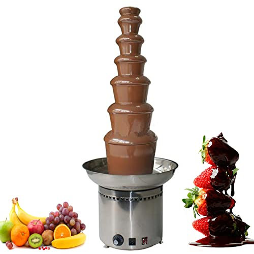 Stainless Steel with Temperature Control Chocolate Waterfall Machine, Sauce Melting Pot Perfect Commercial Chocolate Fondue Fountain (7 Tier)