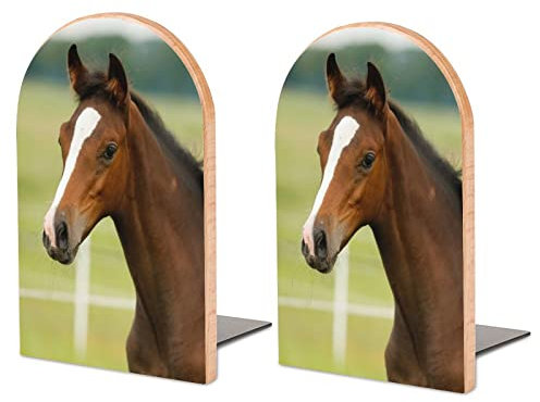 Packung Mit 2 Buchstützen Tier Pferd Rutschfester Bücherständer Aus Holz Bücherregal Bücherhalter Für Home Desk Office Library
