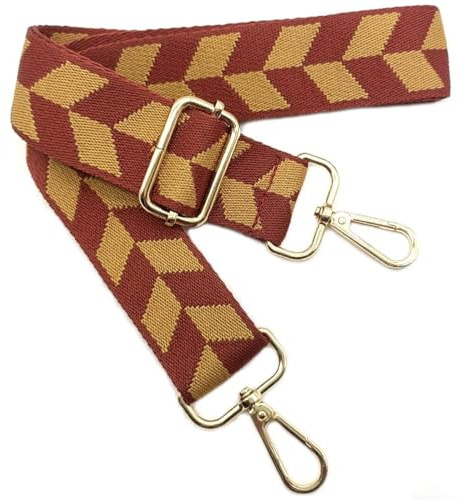 Verstellbarer Schultergurt Taschengurt Rot und Gelb, Taschengurte zum Wechseln, Taschengurt Breit mit Karabiner Gold, 80-130 cm Tragegurt Tasche für Damen Schulterriemen, Handtasche, 3.8cm, *2