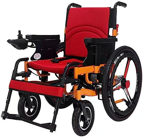 Silla de ruedas eléctrica de alta resistencia, silla de ruedas eléctrica plegable y ligera, joystick de 360°, anchura de asiento 50Cm, capacidad de peso 120KG, silla eléctrica portátil de viaje, con b