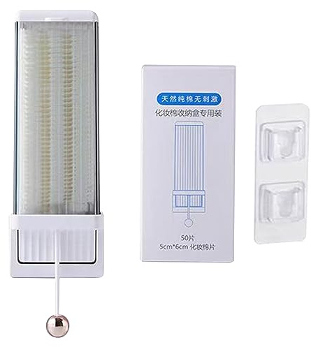 Altsuceser Distributeur automatique de tampons en coton avec 50 tampons en coton, support et organisateur de tampons cosmétiques en coton, organisateur de maquillage carré pour lingettes non