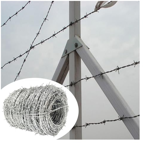 PFCDZDU Stacheldraht Rollen, 4 Punkt Widerhaken Verzinkter Stahl Zaun, Baseballschläger Vogel Feeder Spulen Hoher Schutz Netz Für Draussen Garten Balkon (Farbe : Silver, Größe : 1.8mm-300m)