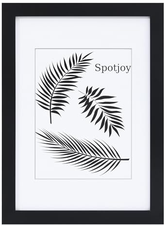 Spotjoy Bilderrahmen 13 x 18cm, MDF-Rahmen Holzrahmen mit Acrylglas Fotorahmen für Tisch- und Wandmontage Echtholz Passepartout Dokumentenrahmen Zertifikatsrahmen, Schwarz