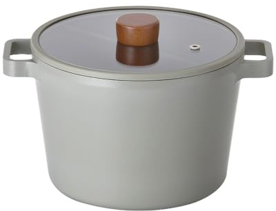 Neoflam FIKA 4.9QT 22cm Mid Night IH Deep Stock Pot with Glass Lid, Full Induction Heating