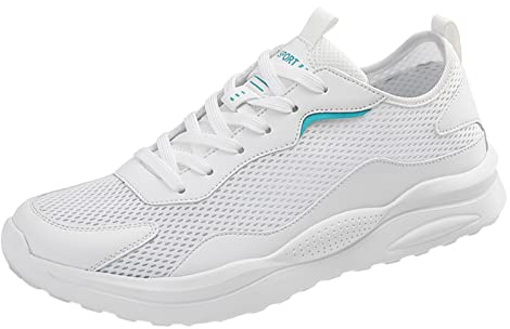 Scarpe per diabetici da uomo, modello estivo, in rete, traspiranti, comode e antiscivolo, con lacci, grandi, casual, da uomo, in pelle, bianco, 41 EU 3X-Stretta