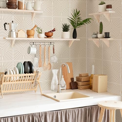 Alwayspon Fliesenaufkleber, 25 Stück x 15 cm, Beige, selbstklebende Fliesen-Transferaufkleber für Badezimmer, Küche, Backsplash für Herd, abziehen und aufkleben, selbstklebende
