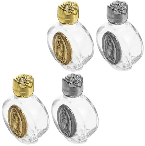 OSOLADY 4pièces Bouteilles Verre De Saint Eau Bénite Rechargeables Contenants De Baptême Et Eau Sainte Design Élégant pour Festivals Religieux