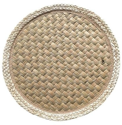 tovagliette, Tovagliette tessute rotonde da 18/25/30 cm Tovagliette in giacinto d'acqua naturale, tovagliette in rattan intrecciato in paglia Tavolo con caricabatterie intrecciati a mano(Large 30cm)