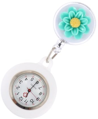 Healeved Mesa de Enfermera de Mirar Accesorios para alfiler de enfermería del día de Las Enfermeras Trabajar Relojes de Solapa Relojes de Clip en el Reloj Verde