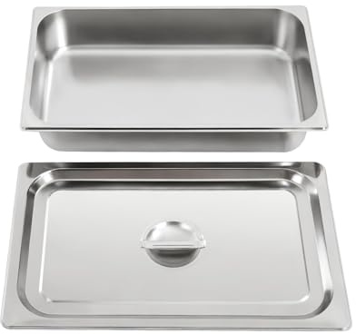KigerNee Barattoli salvafreschezza in acciaio inox, 4 pezzi, grandi volumi, 9 l, ermetici, per cucina/gastronomia, lavabili in lavastoviglie e adatti al congelatore, impilabili con coperchio (21 x 12