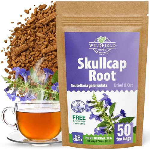 50 Bags Skullcap Herbal Tea (Scutellaria) – 50 Tea Bags 1.5g Skullcap Herb Escutelaria