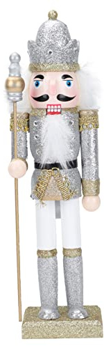 Healifty Décorations De Marionnettes Casse-Noisette en Noyer, Figurine Traditionnelle Argentée, Décoration De Bureau Festive, Moderne pour Noël, Pièce Unique Perles Colorées Aléatoires