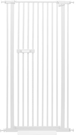 JJsdwin Cancello per Gatti Extra Alto, 150 cm di Sicurezza per Porte Estensibile con Larghezza Regolabile, Senza Forare, Cancello per Cani per Bambini e Animali Domestici, Bianco