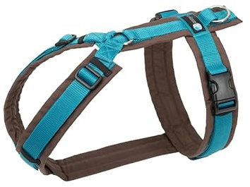 Anny-X Brustgeschirr Fun Braun-Petrol | Hundegeschirr Größe XL-Kurz (Brustumfang 78-96 cm)