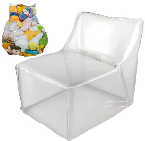 Salyeeluly Sillon Transparente para Peluches | Funda Transparente para Silla De Puf De Animales De Peluche | Impermeable, Resistente Al Polvo, PVC, Sin Relleno Incluido