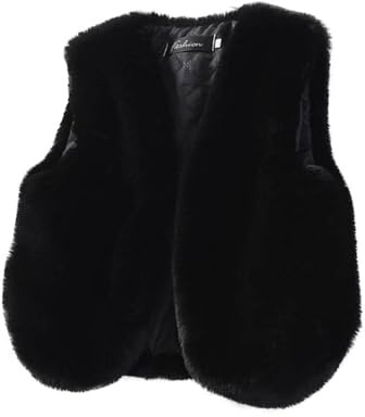 Gilet in Pelliccia Sintetica Bambini Caldo Giubbotto Antivento Bambina Cappotto Senza Maniche in Pile Elegante Gilets Invernale Ragazza Casual Moda Giacca Tinta Unita per 1-10 Anni