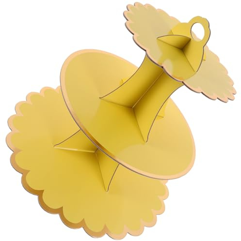 GARVALON Soporte para Tartas de Cartón de Expositor Multiusos para Cupcakes y Postres Resistente y Fácil de Montar para Fiestas y Bodas Color Amarillo