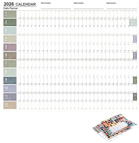 Wandkalender, groß, 2026, großer Wandkalender mit selbstklebenden Etiketten und Markierungen, 73 x 51 cm | Jahreskalender | für Haus, Schule, Reinigung, Übung Urlaub Party Geburtstag Vo