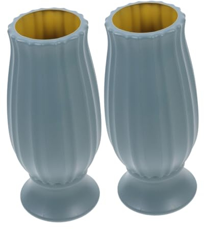 NIYANGLE Jarrones para Tumbas de Cementerio 2 Piezas Color Verde Claro, Jarrones Conmemorativos Resistentes y Artificiales, Decoración Exterior para Lápidas