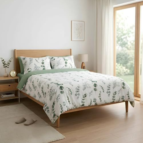 Etrexonline Juego de Funda Nórdica 3 Piezas para Cama 150 – Funda Edredón 220x240 cm y 2 Fundas de Almohada 50x75 cm – Microfibra Suave y Transpirable - Eucalipto