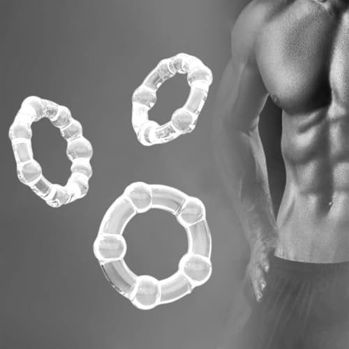 YIPFEN 3 Anillos para el pene, set de anillos con perlas para erecciones más firmes, anillos para pene y testículos para hombres, ajuste perfecto, juguete sexual para parejas (Color transparente)