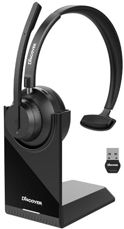 Discover Boomstick – Wireless Bluetooth Headset with Microphone | Bluetooth 5.1 USB Dongle Headset for Softphone, Computer, Laptop, Mobile Phone, and Tablet (Single Speaker)