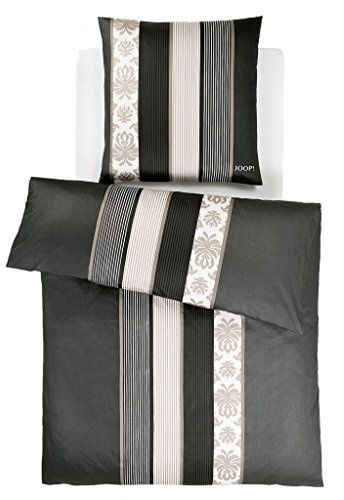 Joop! Mako Satin Bettwäsche Ornament Stripes 4022/9 schwarz, 135x200 cm