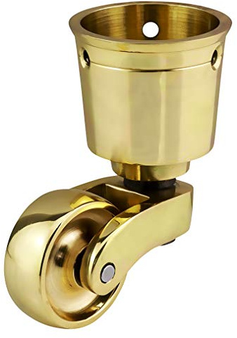 Hochwertige Lenkrolle aus Massivem Messing Mit 28 mm Rad, Echtes Poliertes Messing, Vintage-Stil, Tassenanschluss - Britisches Unternehmen