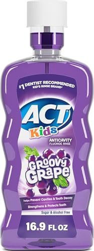 ACT Barn antikavitet fluoridnäsa Groovy Grape 499,8 ml Accurate Dosing Cup, alkoholfri