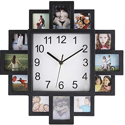 Lazmin 2 en 1 Horloge Murale Cadre Photo - Art Photos Décor à la Maison Design Moderne